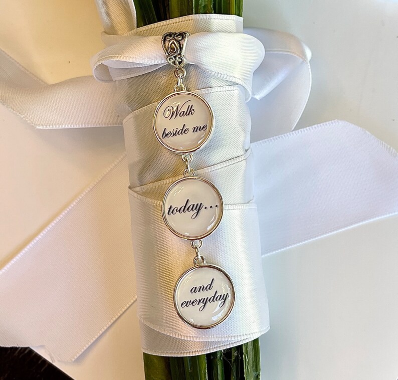 Bridal Bouquet photo Charm dangle set words on back double sided Wedding Bouquet Memory multiple picture Charm Bridal Shower Gift image 3