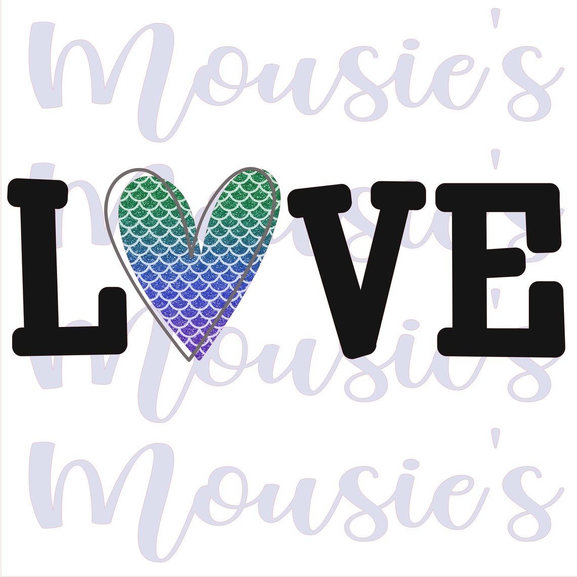 Mermaid Heart LOVE PNG Digital File | Etsy