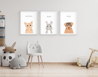Baby Animal Prints Nursery Decor, Nursery Prints, Kids Room Decor, Wall Art, Baby Shower Gift