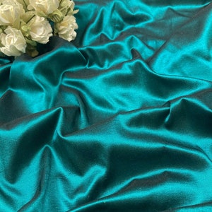 Silk Taffeta Fabric - Rich Emerald-Sapphire Blue Solid Smooth Silk Taffeta - 100% Silk - By the yard - 54" WIDE - EP Silk #570