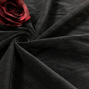 Cotton Velveteen - Solid Black Cotton Velvet - Black Velveteen Fabric - 100% Cotton - 42&quot; Wide - by the yard - EP Cotton #577