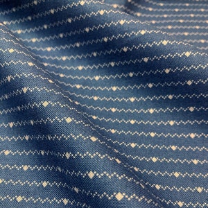 Cotton Reproduction Fabric - Grey Chevron Stripes and Diamonds on Blue - 1810-1895 - by the yard - 45" WIDE - EP Cotton #533