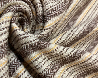 Herringbone Stripe Wool - Suiting Weight in beige, brown, and yellow - Striped 100% wool - by the yard - 52" Wide - EP Wool #474