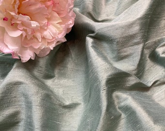 Brand NEW!! Silk Fabric - Pale Slate Green Silk Dupioni - Blue-Grey Silk - Silk Shantung - 100% Silk - By the yard - 54" WIDE - EP Silk #560