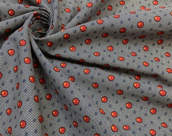 Brand NEW!! Cotton Reproduction Fabric - Geometric circles and grids - Red on Grey - 1820-1895 - by the yard - 45" WIDE - EP Cotton #514