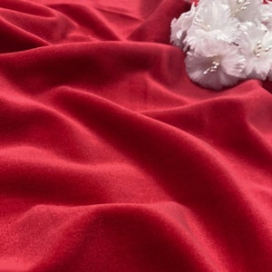 Cotton Velveteen - Solid Bright Red Cotton Velvet - Christmas Red Velveteen Fabric - 100% Cotton - 44&quot; Wide - BTY - EP Cotton #704