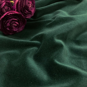 Cotton Velveteen - Solid Green Cotton Velvet - Pine Green Velveteen Fabric - 100% Cotton, 44" Wide - by the yard - EP Cotton #609