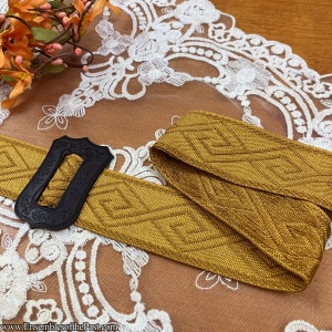 1.5" wide Goldenrod Yellow Geometric Design from the Southern Collection of Belting Ribbon - Please choose the length you want!