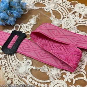 1.5&quot; wide Bright Pink Geometric Design from the Summer Collection of Belting Ribbon - Please choose the length you want!