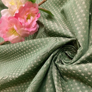 Cotton Fabric - Green leaves and dots - Lightweight upholstery weight for cushions and chairs - by the yard, 55&quot; WIDE - EP Cotton #413