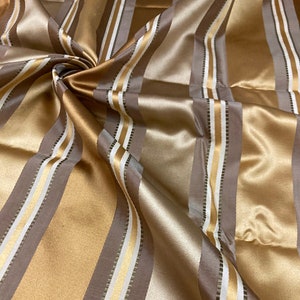 Brand NEW!! Silk taffeta fabric - Golden tan Variegated Stripe - Embossed Ribbon Stripe - by the yard - 100% silk - 54" WIDE - EP Silk #612