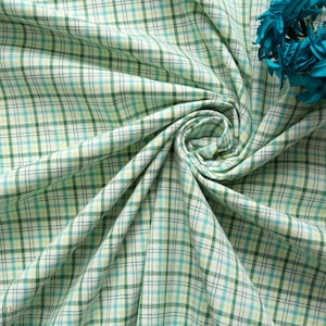 Brand NEW!! Woven Plaid Cotton Fabric - Green/Blue/White plaid - Apparel & Home Decor fabric - 54&quot; Wide - by the yard - EP Cotton #752