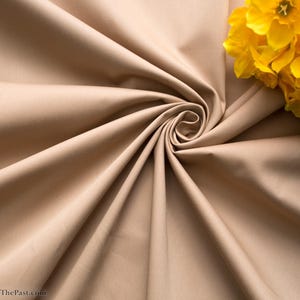 Brand NEW!! Cotton Sateen Fabric - Solid Beige - 100% Cotton - Lightweight Dark Tan Sateen - by the yard - 56&quot; WIDE - EP Cotton #761