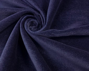 Cotton Velveteen - Solid Navy Blue Cotton Velvet - Blue Velveteen Fabric - 100% Cotton, 44" Wide - by the yard - EP Cotton #706