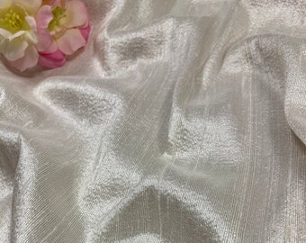 NEW!! Silk Fabric - Bridal White Silk Dupioni - Silk Shantung - Textured Slubby Silk - 100% Silk - By the yard - 54" WIDE - EP Silk #689
