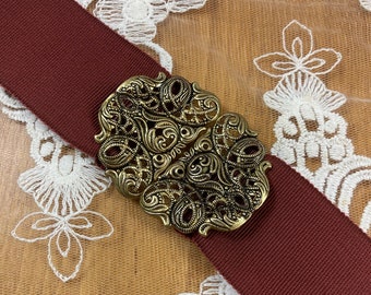 GOLD "Iris" Victorian Clasp mid-19th Century Style Buckle - Made in Europe - Dirndl Buckle - Fits a 1 or 1.5" ribbon/belt