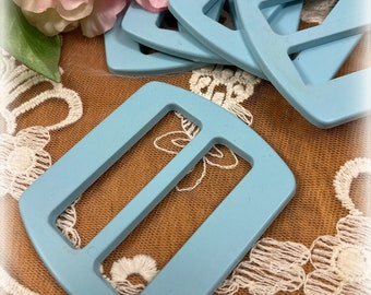 Vintage Buckle to Cover - Blue plastic to cover in fabric - Great for costumes & vintage decades - Fits a 1-3/4"-2" ribbon/belt
