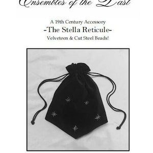 Complete Kit: The Stella Reticule Kit for the 19th century - Made with black velveteen and cut steel beads! All materials & instructions!