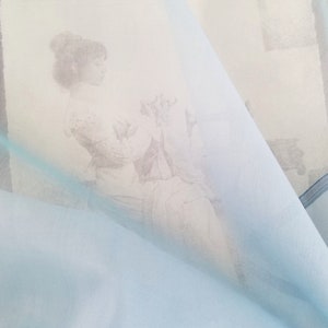 Silk Organza Fabric - Beautiful Cinderella Blue Silk Organza - Blue Sheer Silk - by the yard - 100% Silk - 44" Wide - EP Silk #359