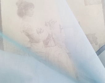 Silk Organza Fabric - Beautiful Cinderella Blue Silk Organza - Blue Sheer Silk - by the yard - 100% Silk - 44" Wide - EP Silk #359