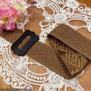 1.5&quot; wide Milk Chocolate Geometric Design from the Coffee Collection of Belting Ribbon - Please choose the length you want!