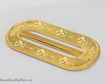 GOLD Stamped-Brass Mid 19th-Century Reproduction Buckle - Ensembles of the Past - "Bee" design - 1830-1869 buckle - Fits a 2" ribbon/belt