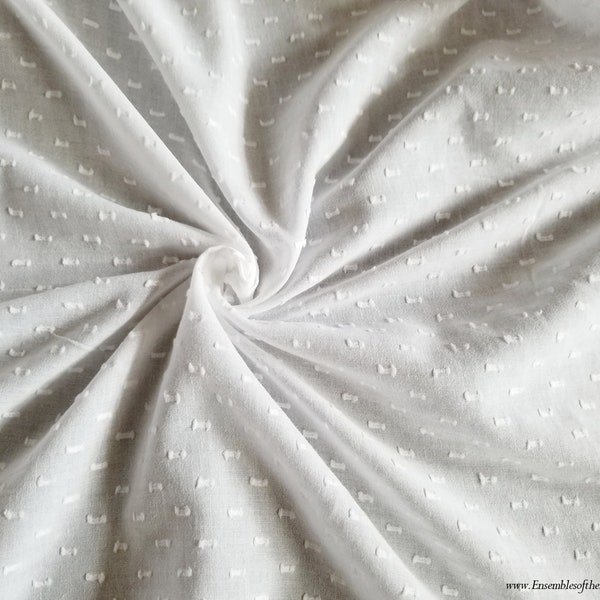 Baumwoll-Swiss Dot Stoff - Flocked Dot Dotted Swiss - Qualität Sheer White auf Weiß - 100% Baumwolle - Schüttgut - 58 "BREITE - EP Baumwolle # 327