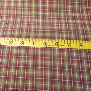 Homespun Cotton Fabric red/green/goldenrod plaid Red and green checked cotton fabric red plaid, 45 Wide, by the yard EP Cotton 343 image 3