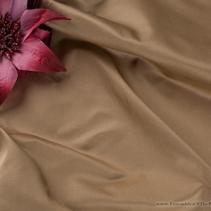 Silk fabric - Micro Stripe Taffeta in Beige-Sand - Almost Faille Look - Light Brown Tan - by the yard - 54&quot; Wide - EP Silk #725