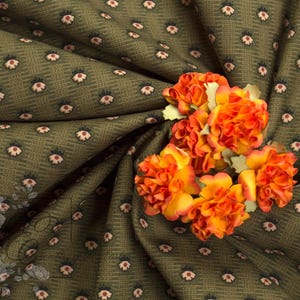 Green Floral "Diaper Print" Calico Fabric – 1800-1870 Reproduction by the yard - 45" WIDE - EP Cotton #848 image 3