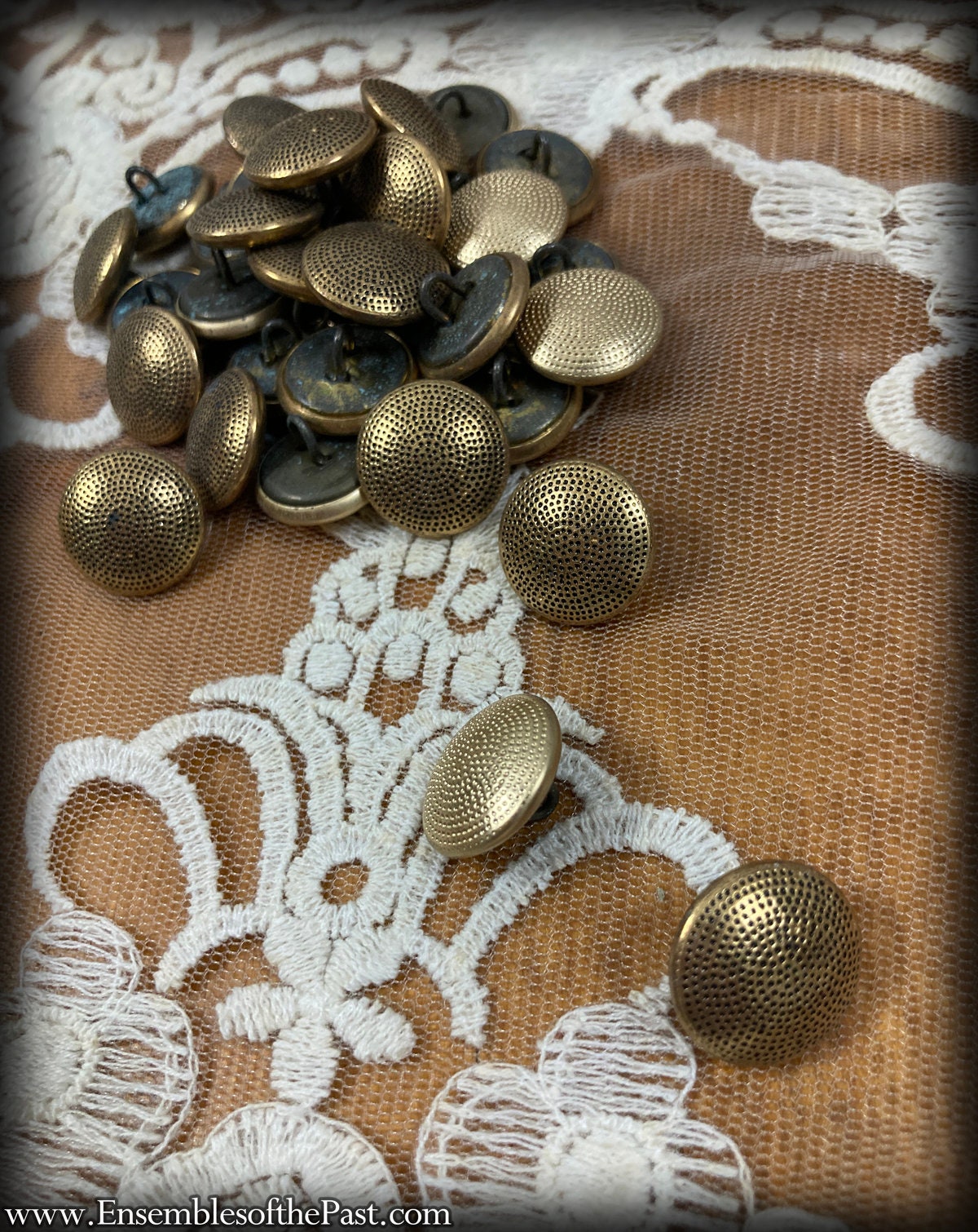 Subtle Filled Buttons Gold Metal Dotted Black Lustered Buttons - Subtle Dome Shape - 5/8 ...