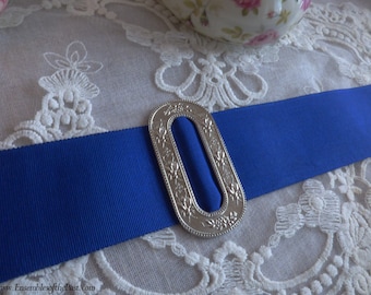 2" wide Royal Blue Belting Ribbon to fit the "Fleur" and "Bee" Reproduction Buckles! Please choose the length you want!