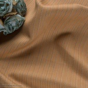 Pinstriped herringbone twill fabric in tan - 100% Cotton - Light-Med Weight Suiting -  54&quot; Wide - by the yard - EP Cotton #731