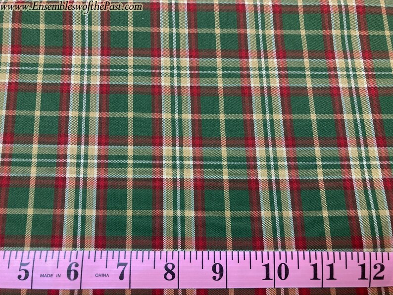 Homespun Yarn Dyed Woven Cotton Fabric in Green Beige & Red Etsy