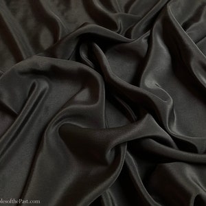 Black Silk Crepe Fabric - Beautiful, lightweight and airy, 100% silk fabric in dark black - By the yard, 40" WIDE - EP Silk #390