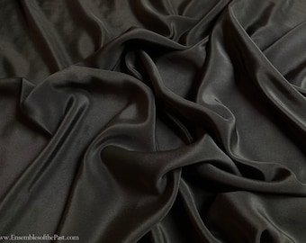 Black Silk Crepe Fabric - Beautiful, lightweight and airy, 100% silk fabric in dark black - By the yard, 40" WIDE - EP Silk #390