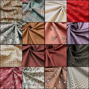 U-Pick Fat Quarter Bundle of 2 - Bundle of 2 different 19th century Cotton Reproduction Fabrics! Great for quilting and dolls!
