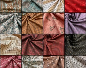 U-Pick Fat Quarter Bundle of 2 - Bundle of 2 different 19th century Cotton Reproduction Fabrics! Great for quilting and dolls!
