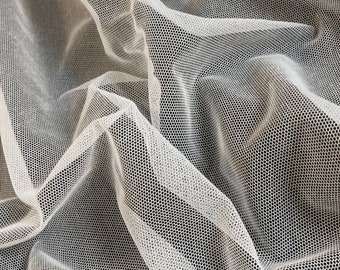 Fine White English Cotton Bobbinet - Cotton Tulle - English Cotton Netting - Cotton Wedding Veiling, by the yard - 42&quot; Wide - EP Cotton #218