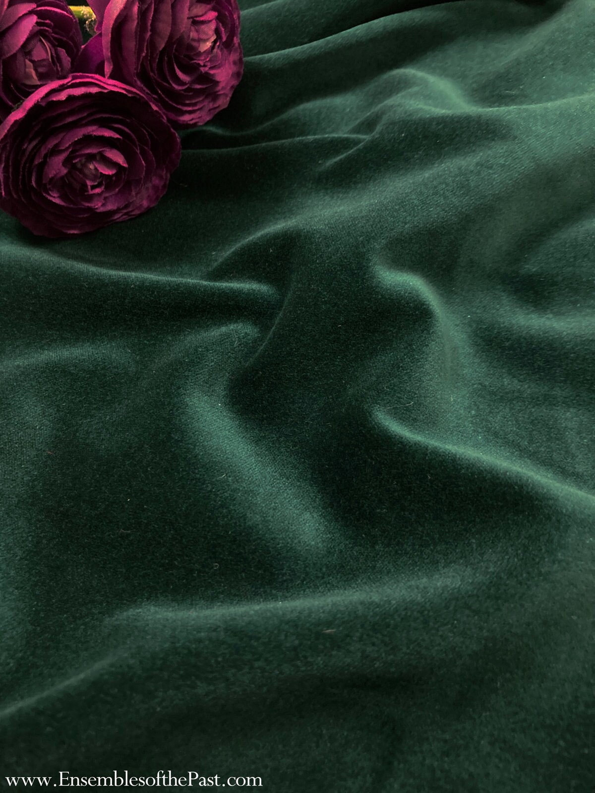 Cotton Velveteen - Solid Green Cotton Velvet - Pine Green Velveteen Fabric - 100% Cotton, 44" Wide - by the yard - EP Cotton #609