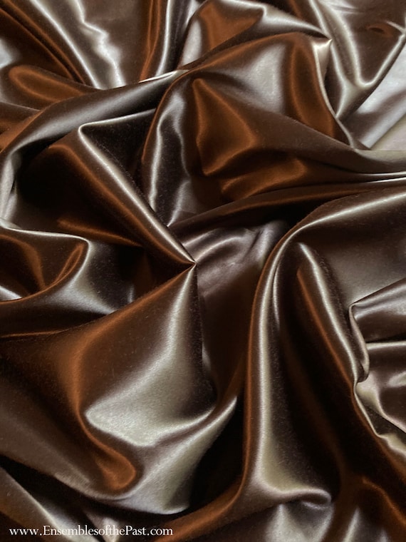 Brown Cotton Satin - Medium weight chocolate brown glossy cotton/rayon satin - Silky Brown - Perfect for vests - 41" Wide, EP Cotton #394