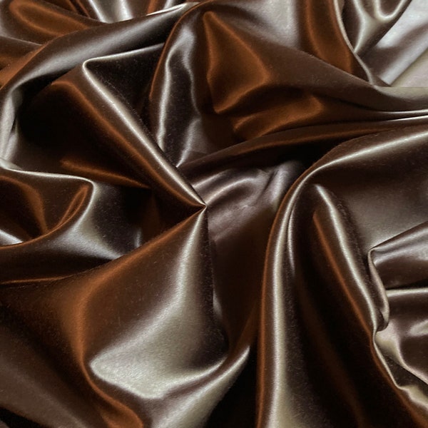 Brown Cotton Satin - Medium weight chocolate brown glossy cotton/rayon satin - Silky Brown - Perfect for vests - 41" Wide, EP Cotton #394