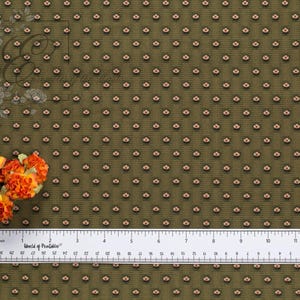 Green Floral "Diaper Print" Calico Fabric – 1800-1870 Reproduction by the yard - 45" WIDE - EP Cotton #848 image 6