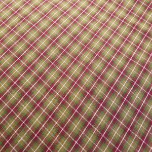 Homespun Cotton Fabric red/green/goldenrod plaid Red and green checked cotton fabric red plaid, 45 Wide, by the yard EP Cotton 343 image 4