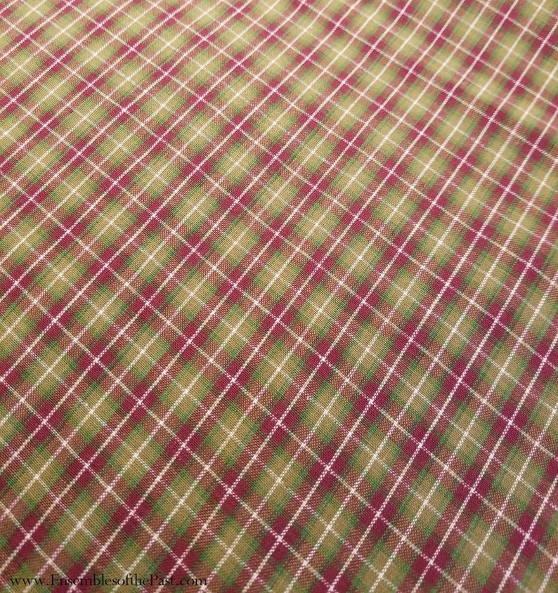 Homespun Cotton Fabric red/green/goldenrod plaid Red and green checked cotton fabric red plaid, 45 Wide, by the yard EP Cotton 343 image 4