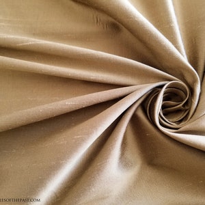 Silk Fabric - Gold-beige Silk Shantung shot with black - Tan - Solid gold silk shantung - 100% Silk - By the yard - 54&quot; WIDE - EP Silk #366