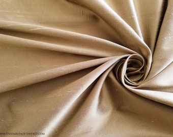 Silk Fabric - Gold-beige Silk Shantung shot with black - Tan - Solid gold silk shantung - 100% Silk - By the yard - 54" WIDE - EP Silk #366