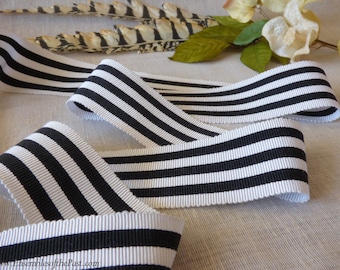 1.5" wide White/Black Striped Belting Ribbon to fit the "Shield" Reproduction Buckles! Please choose the length you want!