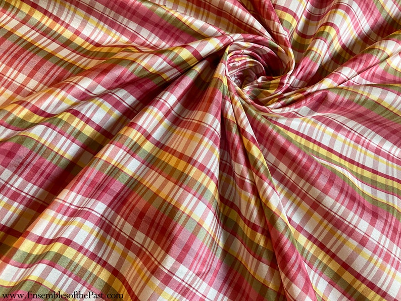 BRAND NEW Silk Fabric Pink Plaid Taffeta Bright Pink Etsy