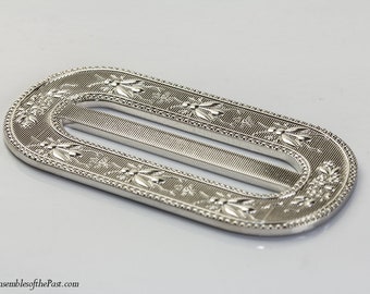 SILVER Plated Stamped-Brass Mid 19th-Century Reproduction Buckle - Ensembles of the Past - "Bee" design - 1830-1869 - Fits a 2" ribbon/belt